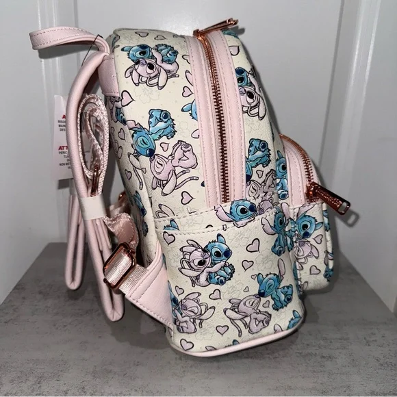 Disney Parks Loungefly Valentines Stitch & Angel Hearts Backpack - Picture 2 of 6